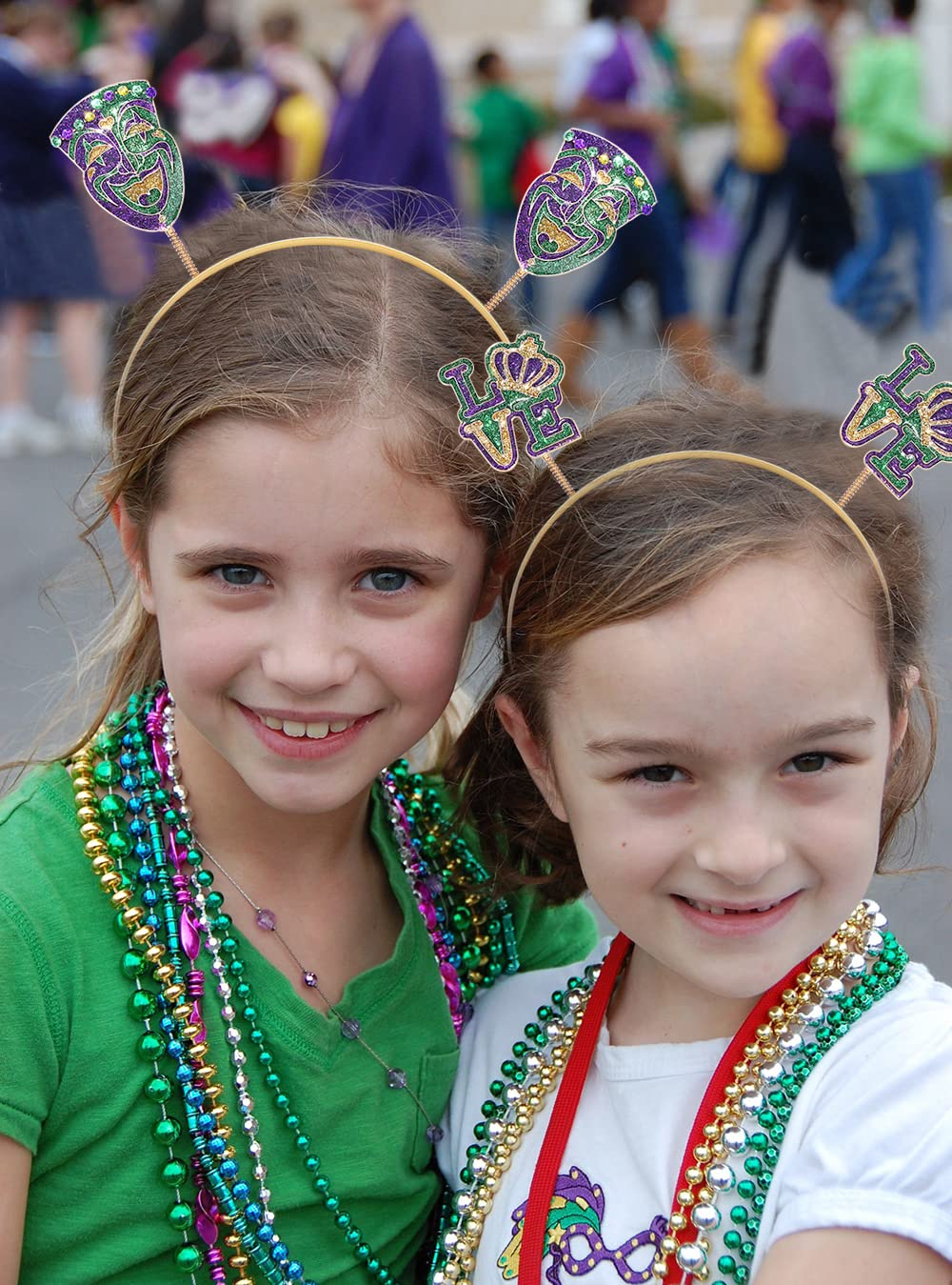 HEIDKRUEGER Mardi Gras Headbands Glitter Clown Jester Fleur De Lis Headband Enamel Letter Carnival Hair Hoop Costume Party Hair Accessory