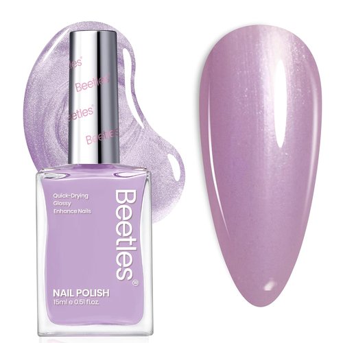 Beetles Purple Nail Polish - Clouded Violet | Quick-Dry Pastel Glitter 0.51 Fl Oz for Stunning Spring Nails