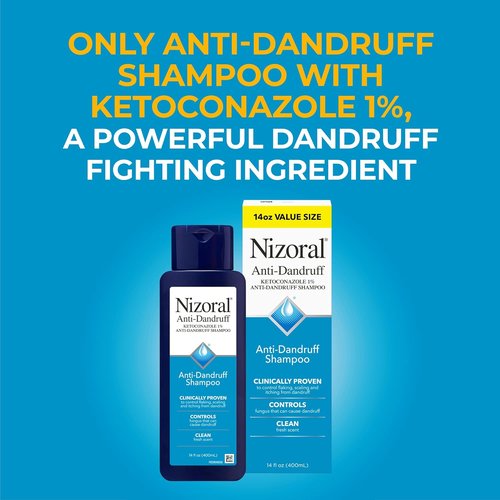 Nizoral Anti-Dandruff Shampoo - 1% Ketoconazole Formula for Effective Relief | 14 Fl Oz, Fresh Scent