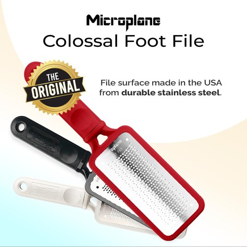 Microplane Colossal Foot File - Original Stainless Steel Callus Remover & Gentle Foot Scrubber | Red