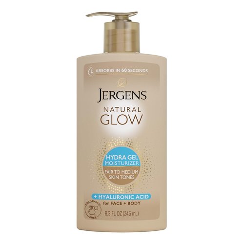 Jergens Natural Glow Hydra Gel Moisturizer - Fragrance-Free Tanning Lotion for Fair to Medium Skin, 8.3 Fl Oz
