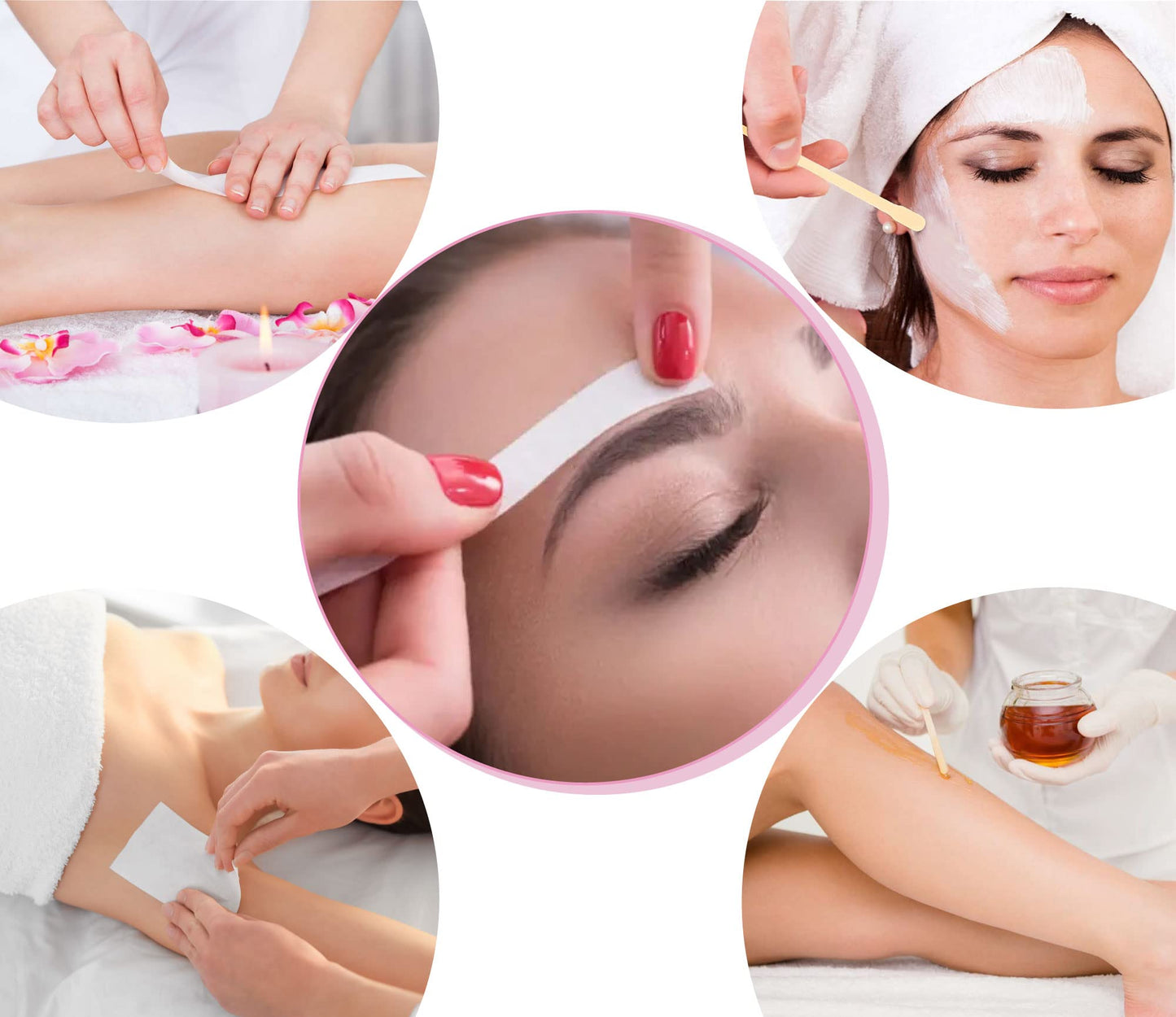 Mibly 4 Style 400 Pcs Assorted Wooden Wax Sticks for Body Legs Face and Small Medium Large Sizes Eyebrow Waxing Applicator Spatulas for (400 Piece Set)