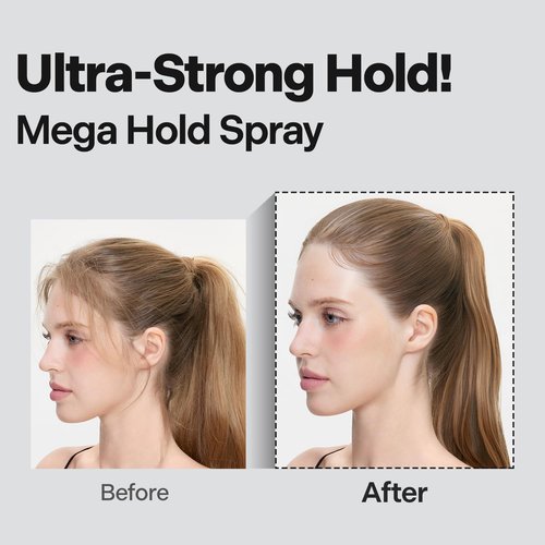 DASHU Mega Hold Hair Spray - Ultra-Strong Fixation for All Hair Types | 8.45 fl oz, Natural Finish