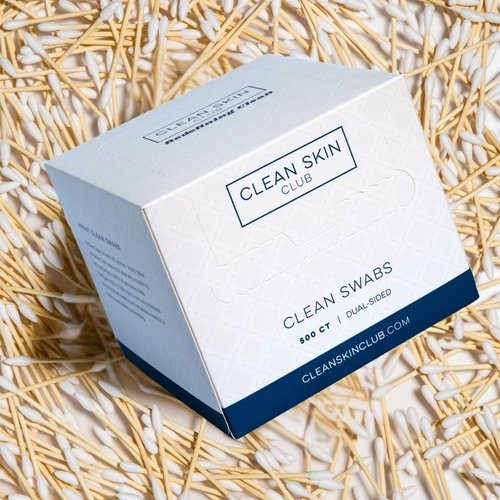 Clean Skin Club Clean Swabs - Biodegradable Organic Cotton & Bamboo | 500 Count for Makeup Touch-ups