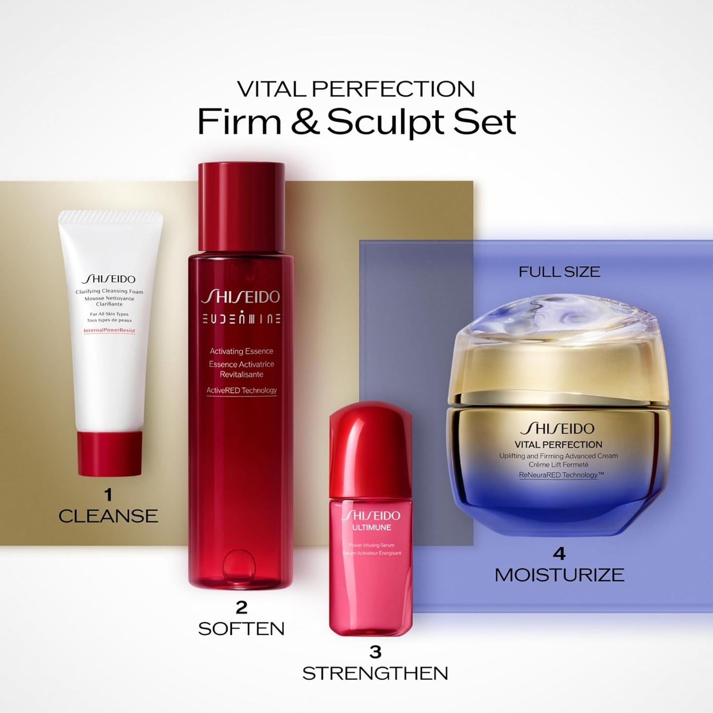 Shiseido Firm & Sculpt Set - Clarifying Cleansing Foam, Eudermine Essence & Ultimune Serum - $224 Value