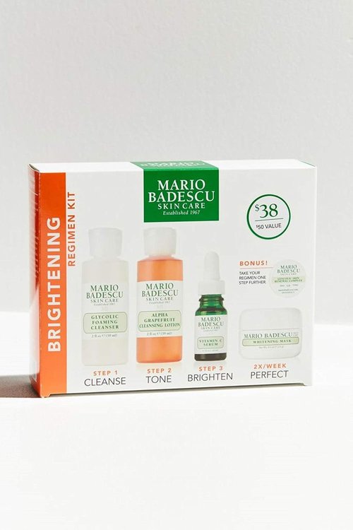 Mario Badescu Brightening Kit - 5 Piece Set with Glycolic Cleanser, Vitamin C Serum & Whitening Mask
