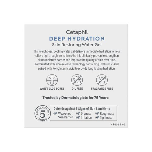 Cetaphil Deep Hydration Water Gel - 72 Hour Moisturizer with Hyaluronic Acid for Sensitive Skin | 1.7 oz