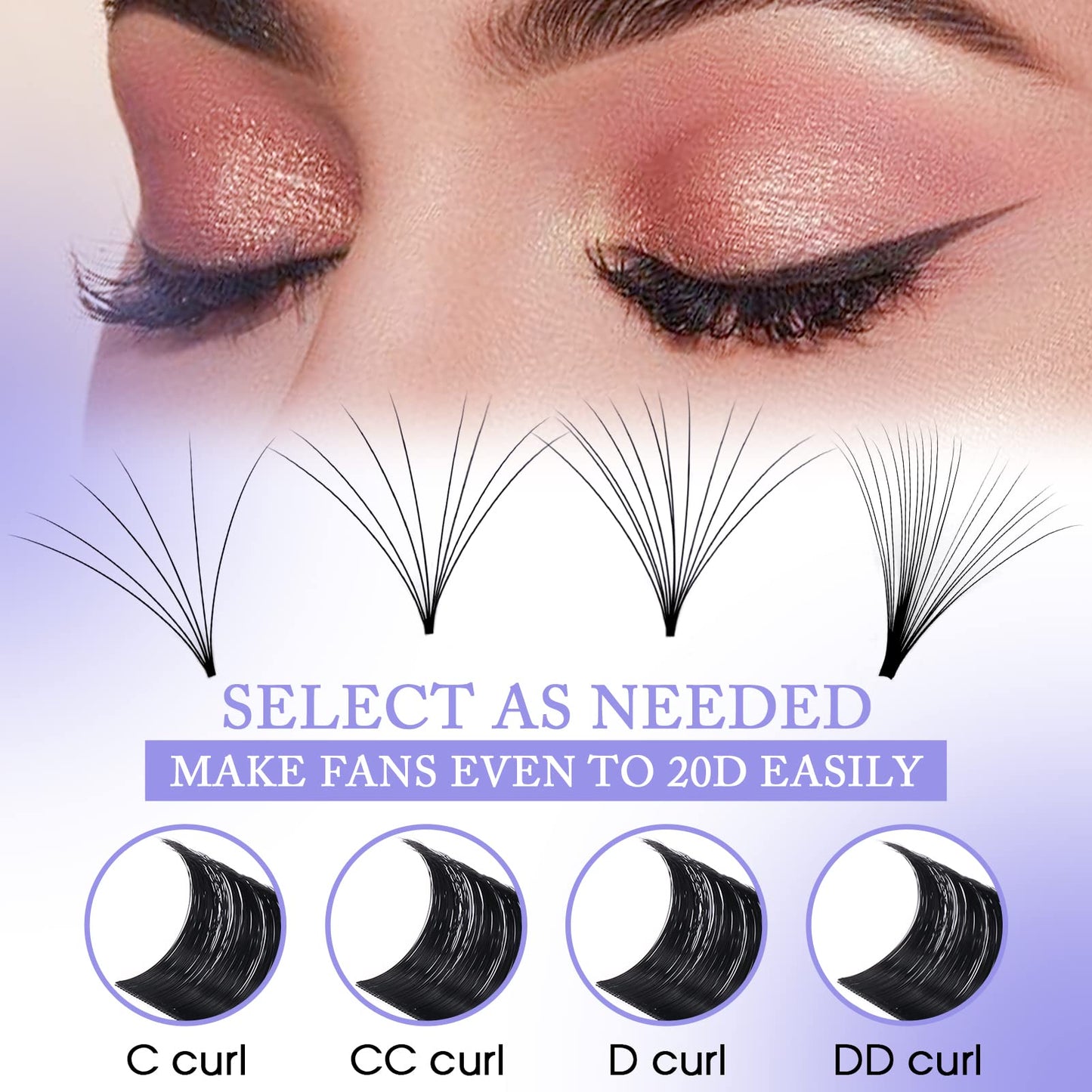 Easy Fan Lash Extensions C Curl Self Fanning Eyelash Extensions 0.07mm Volume Lash Extensions 3D-10D Optinal 11mm Length Eyelash Volume Extensions (0.07-C, 11mm)