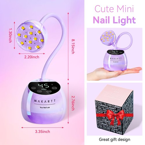 Makartt UV LED Nail Lamp - Gooseneck UV Light for Gel Nails USB 39mW/cm² Cordless Flash Cure Lamp with 4 Times & Auto Sensor Nail Dryer Fast Curing Nail Art Design for Salon Home DIY (Glazed Purple)