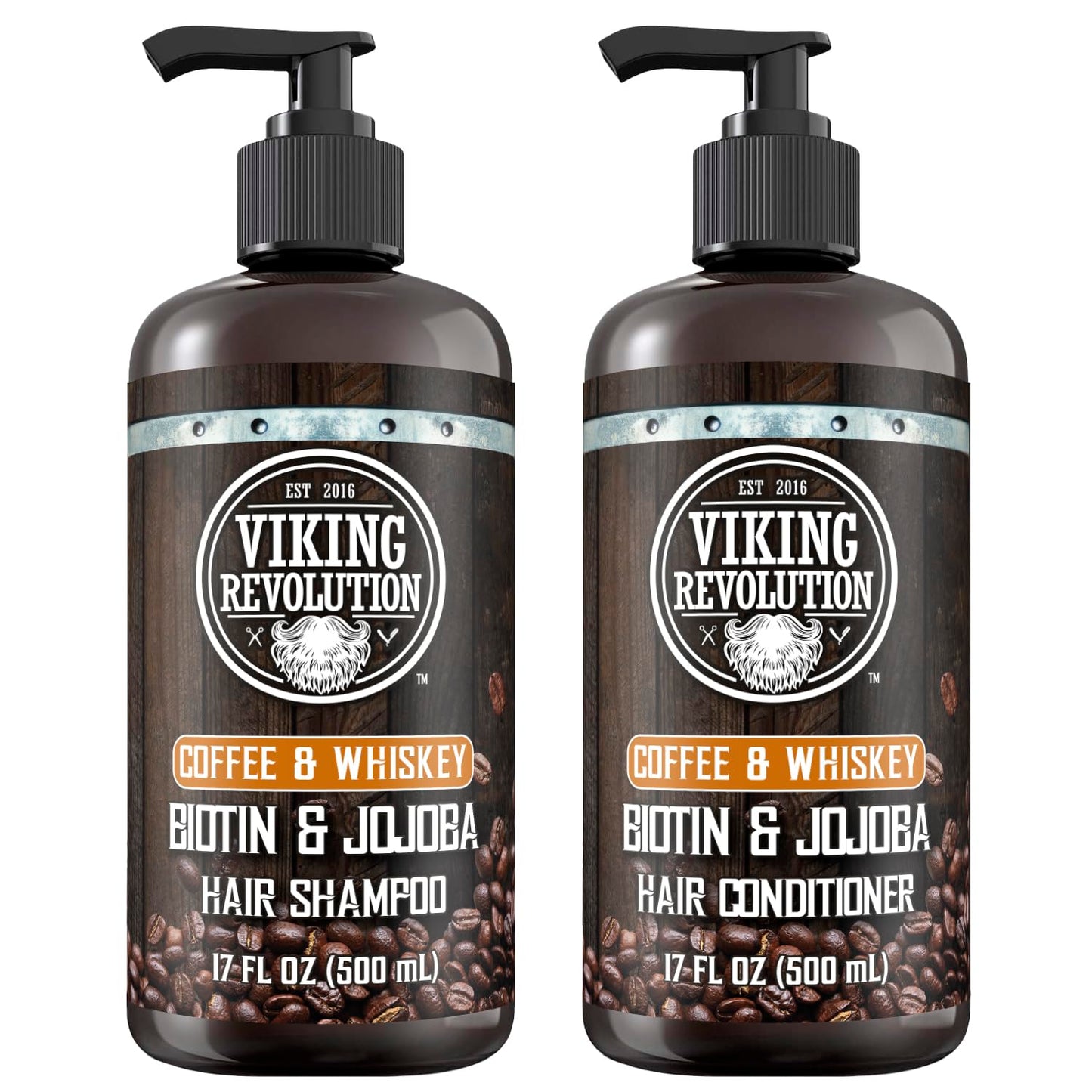 Viking Revolution Men's Shampoo & Conditioner Set - Biotin & Jojoba Oil for Healthy Hair | 17 Oz