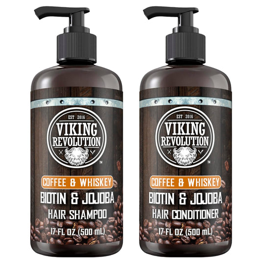 Viking Revolution Men's Shampoo & Conditioner Set - Biotin & Jojoba Oil for Healthy Hair | 17 Oz