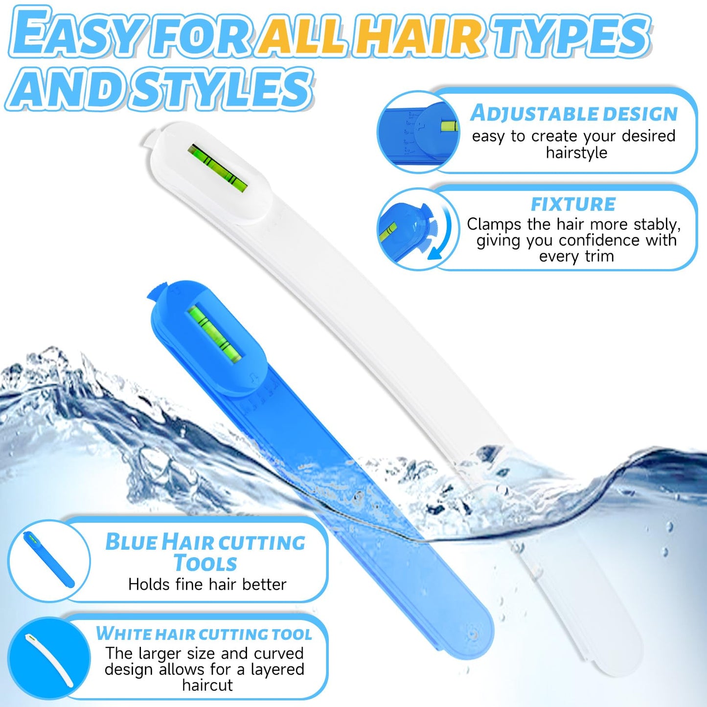 Hair Cutting Tool, DIY Layering and Trimming Kit with Clips, Guide for Bangs, Layers, Split Ends