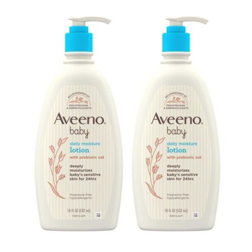 Aveeno Baby Daily Moisture Body Lotion - Hypoallergenic & Fragrance-Free for Sensitive Skin | 18 fl. oz, 2 Pack