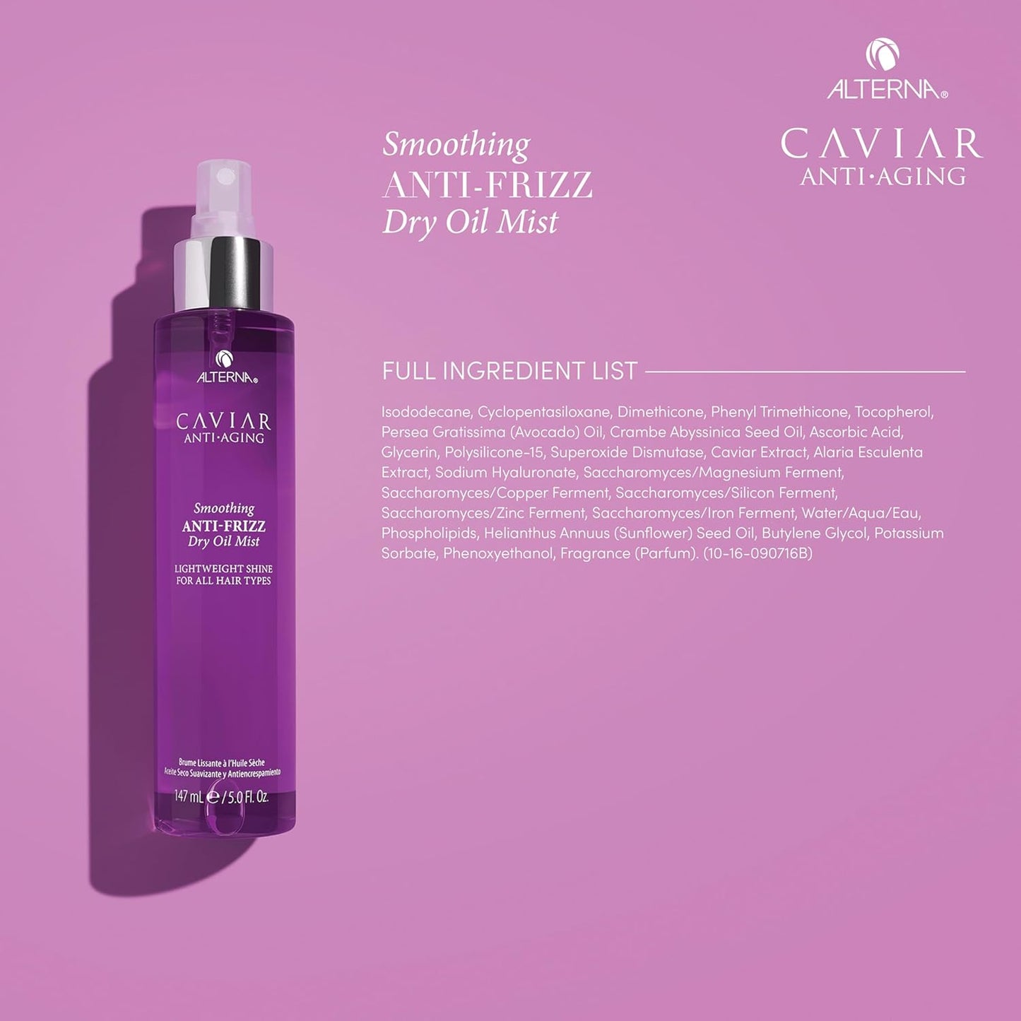 Alterna Caviar Anti-Aging Dry Oil Mist - Smoothing Anti-Frizz Formula, 5 Fl Oz