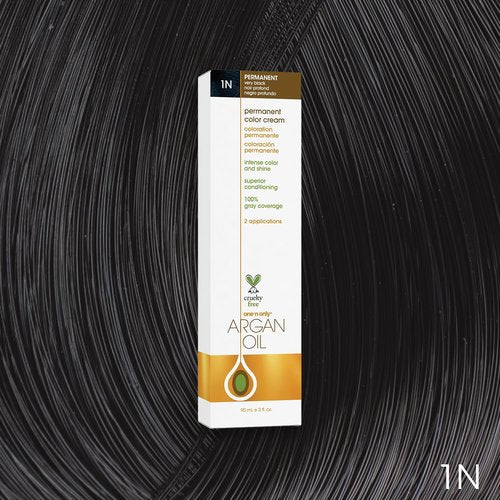 One N' Only Permanent Hair Color - Argan Oil Infused Dye for Rich Gray Coverage - 1N Very Black (3 oz)