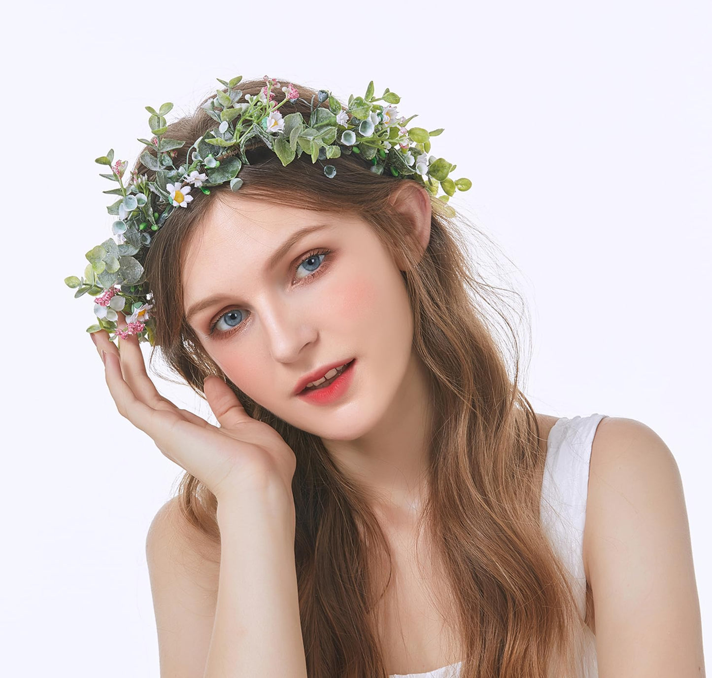 LLinfflr Fairy Floral Crown Even Headband Flower Headpiece Woodland Forest Circlet for Women Girls Bridal Wedding Prom Halloween Renaissance Cosplay Photo