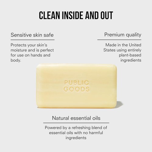 Public Goods Bar Soap 3-Pack | Natural Hand & Body Soap for Sensitive Skin | Vegan & Non-Toxic | 5 Oz Each