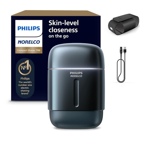 Philips Norelco Shaver 700 Series - Compact Electric Shaver with Lift & Cut System, Dual Steel Blades, Wet & Dry Use