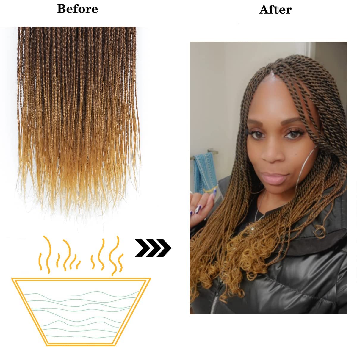 NAYOO Small Crochet Hair Senegalese Twist 18 Inch 8 Packs Ombre Braids Crochet Hair Pre-Looped, 35 Strands/Pack Crochet Twist Hot Water Setting, Ombre Crochet Hair for Black Women(18 Inch, 1B/350/613)
