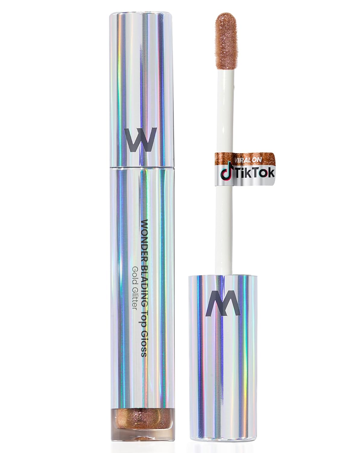 Wonderskin Lip Gloss - Hydrating Gold Glitter Blading Top Gloss for High Shine Finish