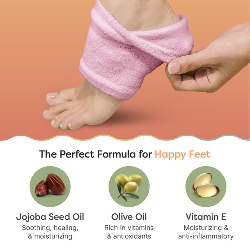 ZenToes Moisturizing Socks for Cracked Heel Treatment, Vitamin E, Olive Oil and Jojoba Oil Infused Heel Socks, Spa Gifts for Women, Mothers Day Gifts (Fuzzy Pink, Regular)