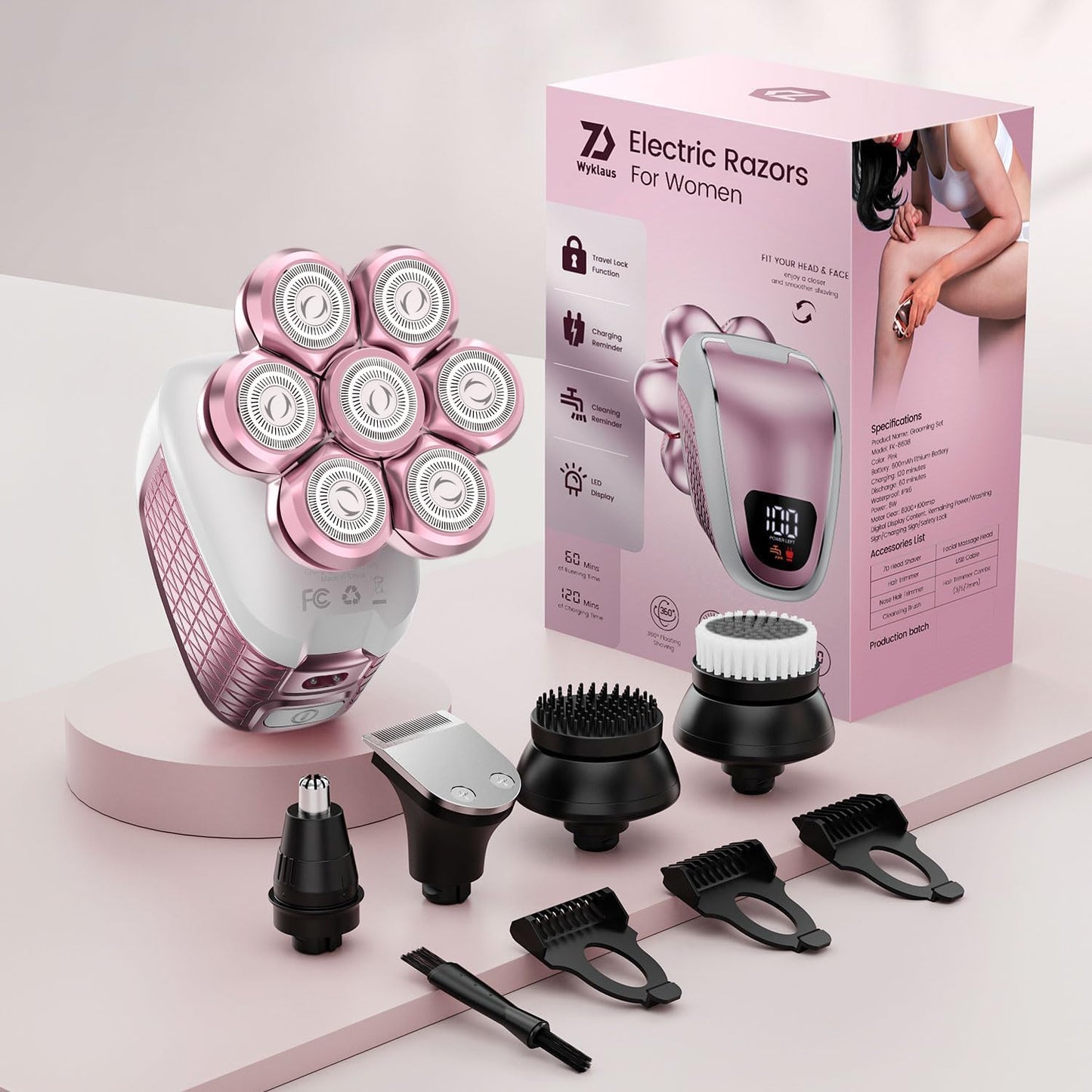 Electric Razors for Women, 5 in 1 Cordless Electric Painless Leg Shaver for Women, Hair Remover for Legs Bikini Face Lips Hairs Sensitive Skin