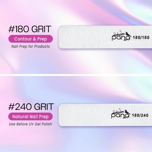 PANA Jumbo Size Double-Sided Nail Files - Zebra 100/180 Grit Emery Boards for Manicure & Pedicure | 10 Pack