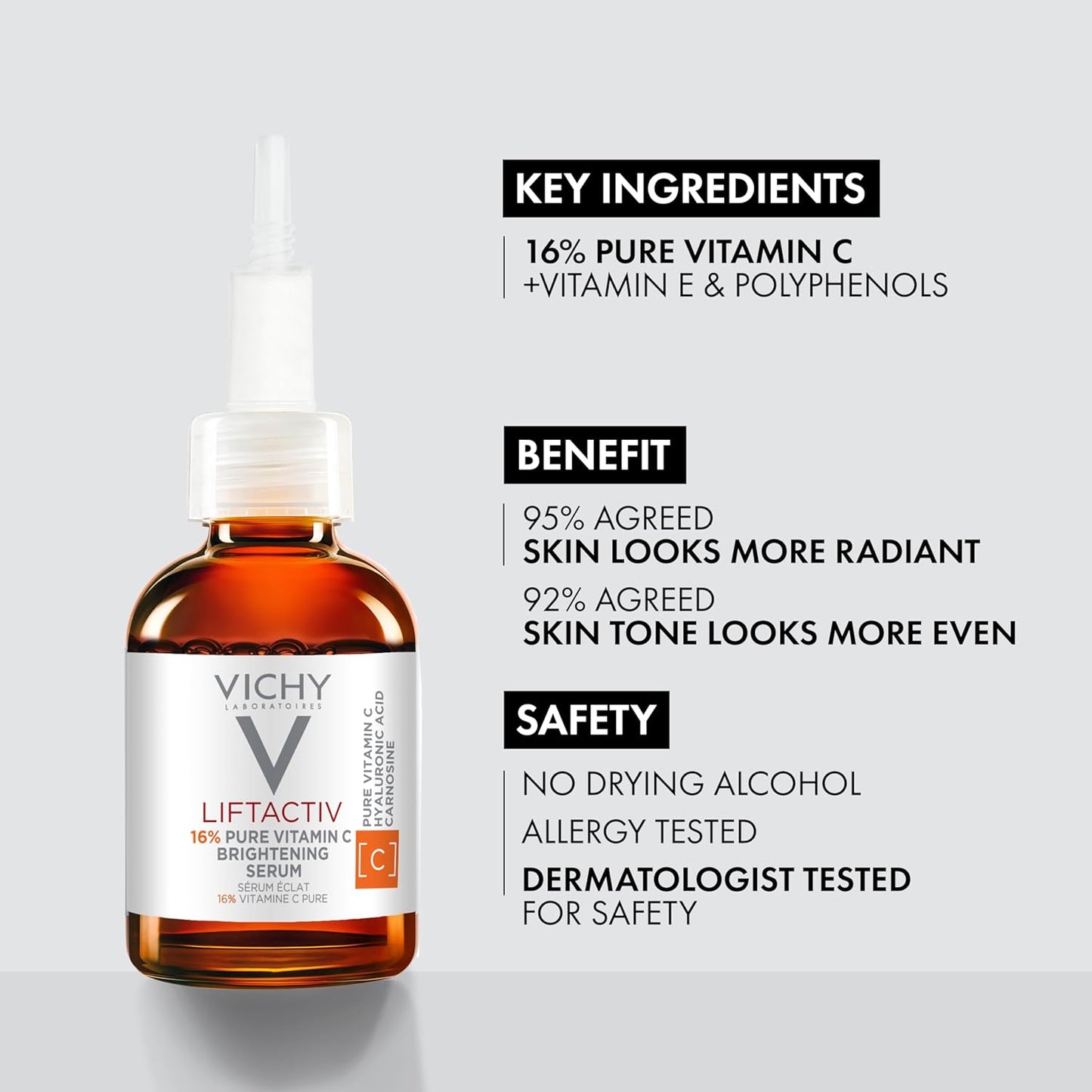 Vichy Anti-Aging Duo - LiftActiv 16% Vitamin C & Pure Retinol Serum Set for Brightening and Plumping