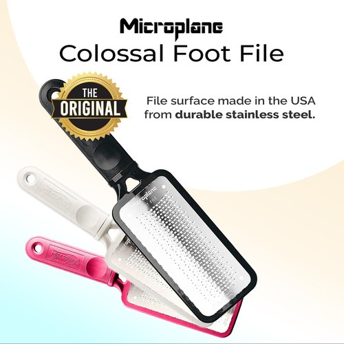 Microplane Colossal Foot File - Original Stainless Steel Callus Remover & Gentle Foot Scrubber | Black