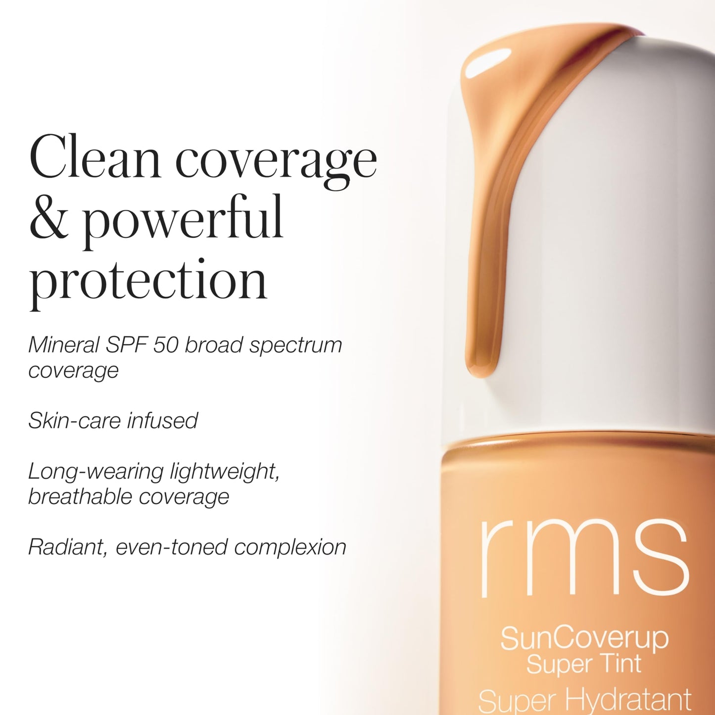 RMS Beauty SunCoverup Super Tint Broad Spectrum SPF 50 Sunscreen - Skin Tint Non Nano Zinc Oxide Mineral Sunscreen, Glowy Tinted Moisturizer with SPF (Alabaster)