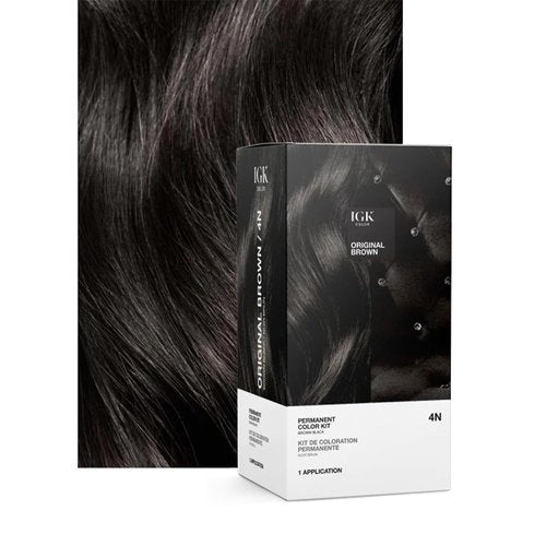 IGK Permanent Hair Dye Color Kit - 4N Original Brown | 100% Gray Coverage, Strengthens & Adds Shine, Ammonia Free