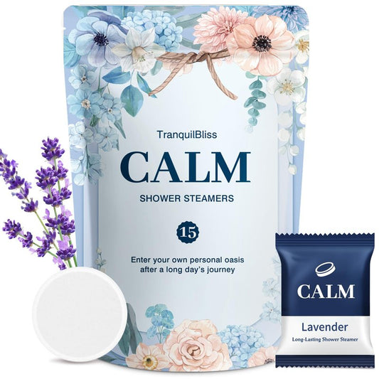TranquilBliss Shower Steamers-15 Pack Shower Bombs with Lavender Scent, Self-Care Presents for Women Who Have Everything, Relaxation Birthday Presents for Women, Valentines Day Presents for Her