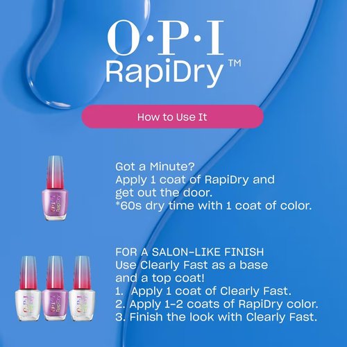 OPI RapiDry Secs Appeal | Opaque Bright Red Crème Quick Dry Nail Polish | Vegan, Smudge Proof, Fast Drying