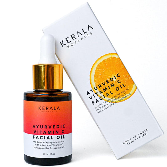 Skiennix Ayurvedic Vitamin C Face Oil - Hydrating & Brightening Serum with Rosehip, Bakuchiol & Squalane for Dark Spots & Fine Lines