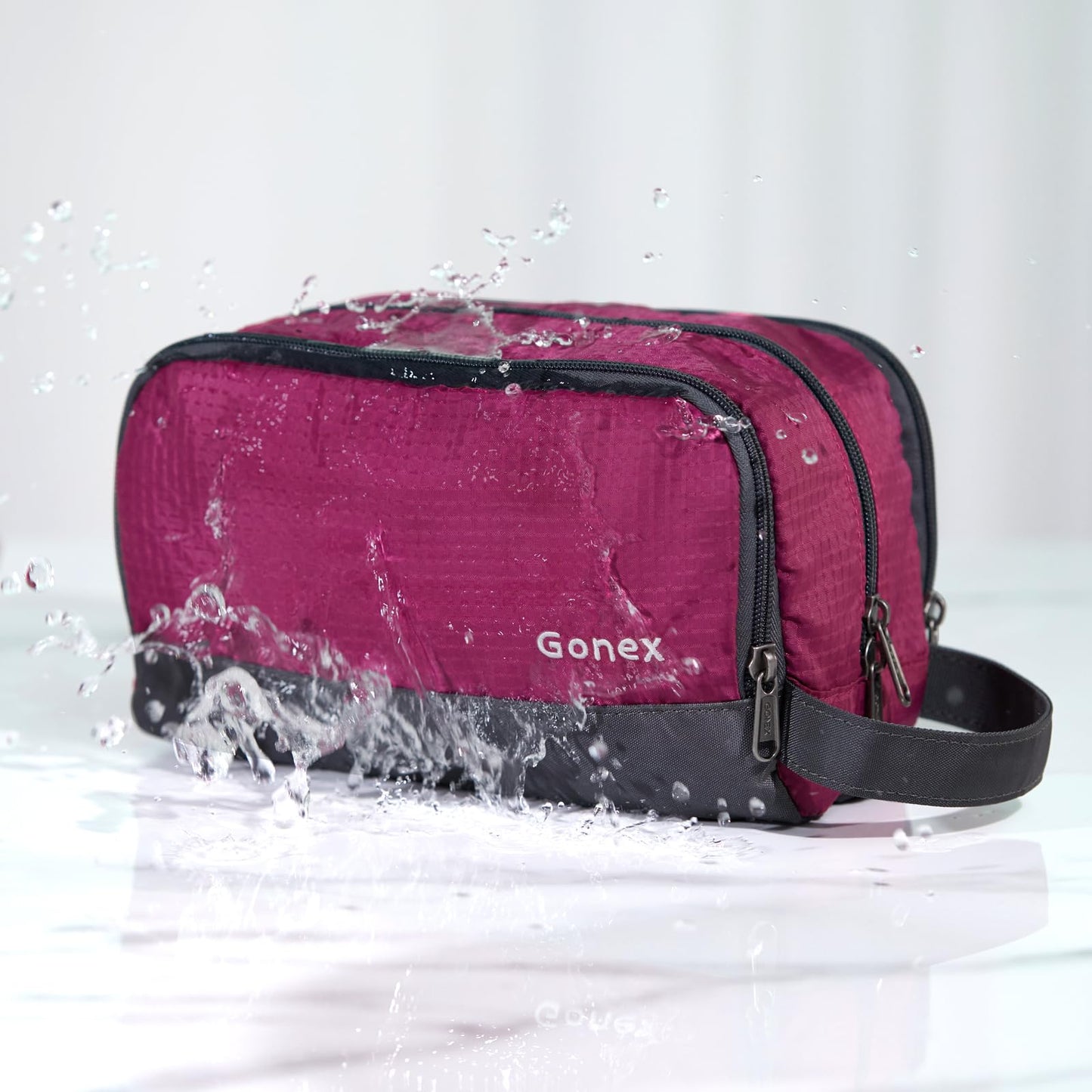 Gonex Travel Toiletry Bag Nylon, Cosmetic Makeup Bag for Women, Dopp Kit Shaving Bag Toiletry Organizer Rose Purple