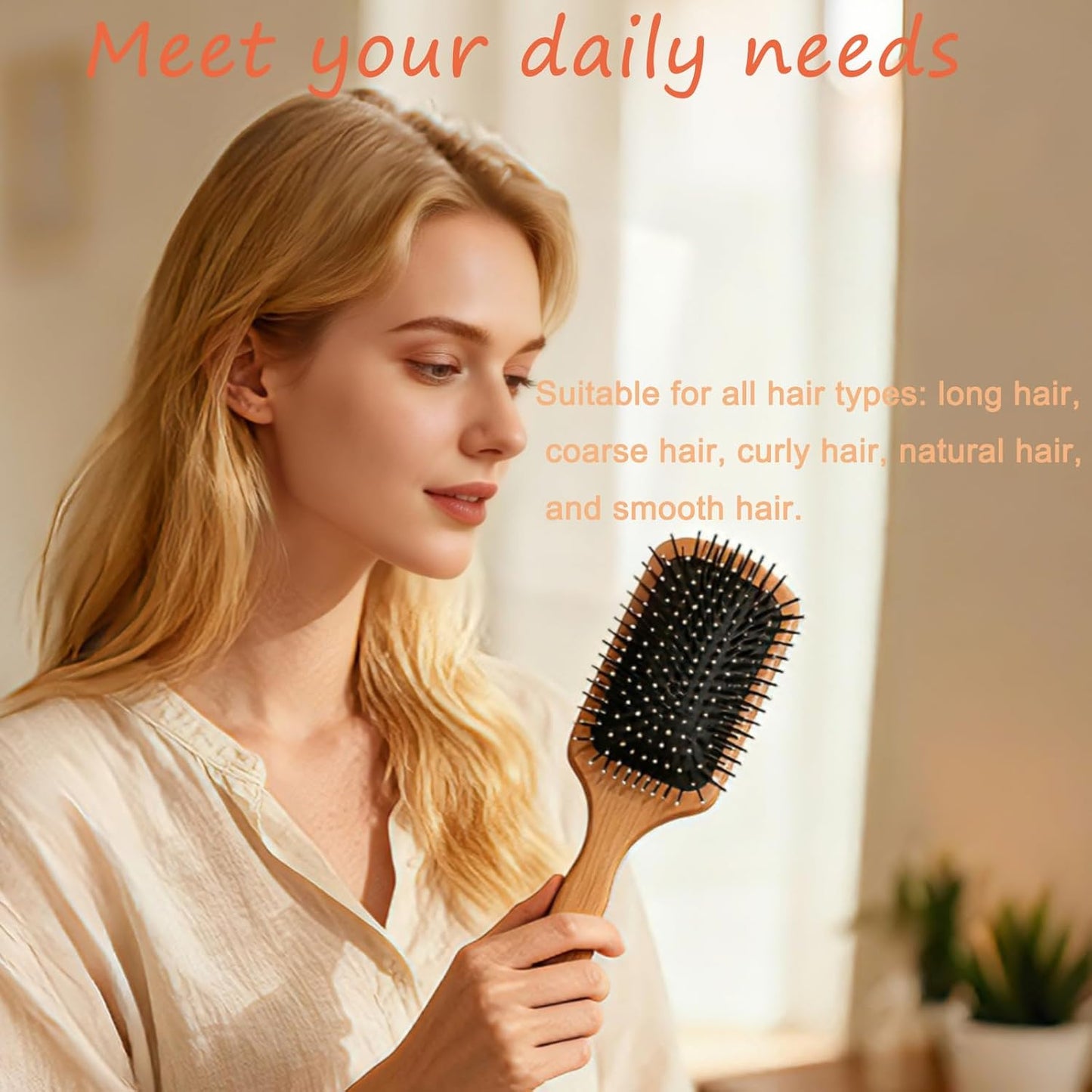 Skiennix Hair Brush - Detangling Paddle Brush for Thick & Curly Hair | Wet & Dry Styling