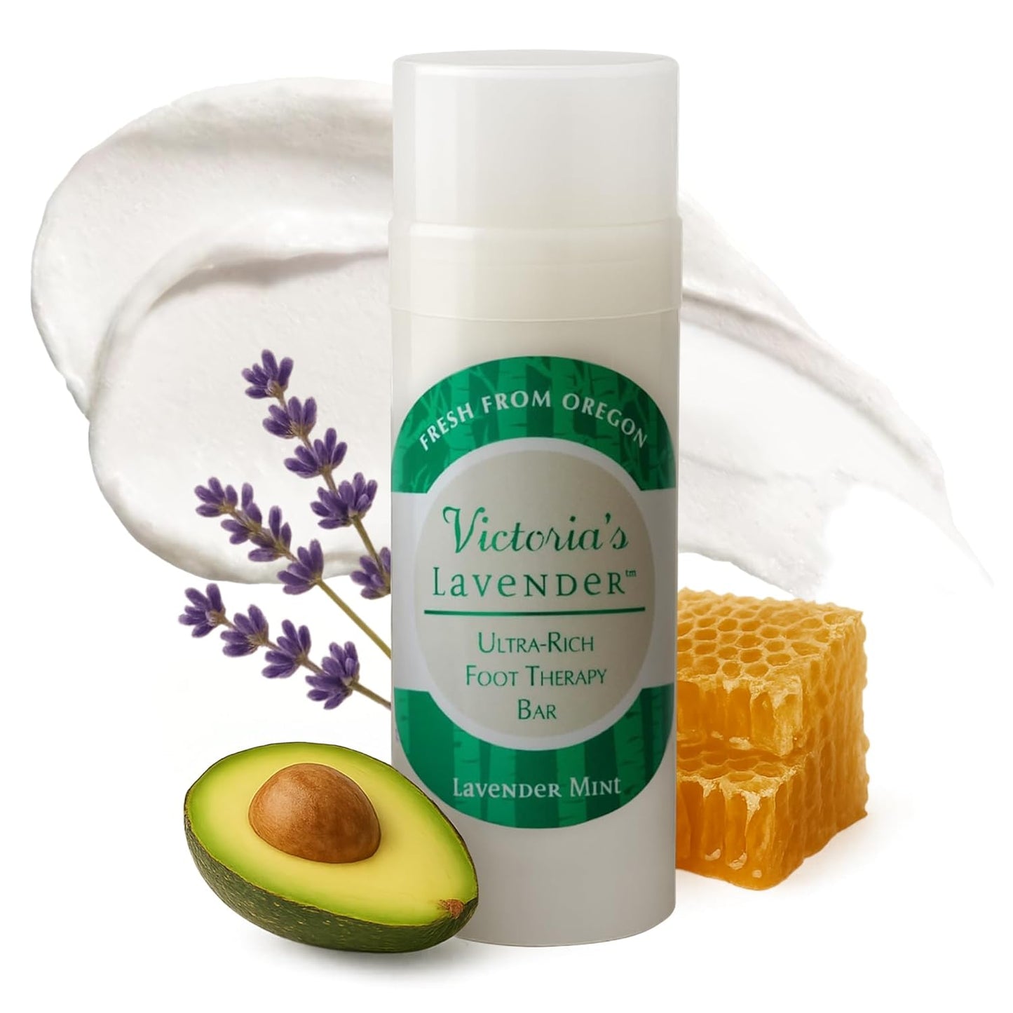 Victoria's Lavender Heel Balm Stick - Ultra-Rich Foot Therapy for Dry, Cracked Feet - Lavender Mint 2.5oz