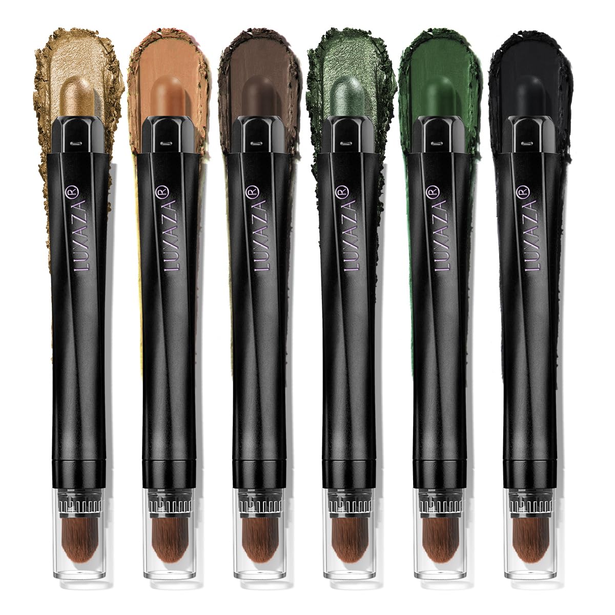 LUXAZA PRO Neutral Eyeshadow Stick Makeup Set, Metallic Shimmer Matte Cream Eye Shadow Eyeliner Brightener Pencil Crayon - Classic 6PCS A013