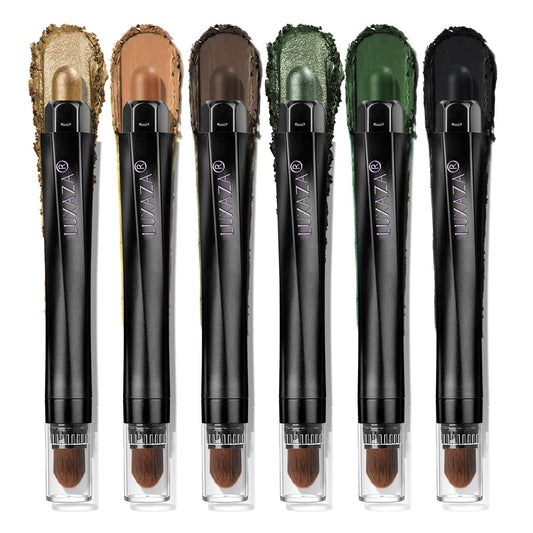 LUXAZA PRO Neutral Eyeshadow Stick Makeup Set, Metallic Shimmer Matte Cream Eye Shadow Eyeliner Brightener Pencil Crayon - Classic 6PCS A013