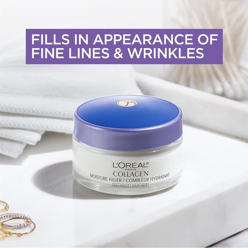 L'Oreal Paris Collagen Face Moisturizer - Reduce Wrinkles & Hydrate | 3.4 oz (Pack of 2)