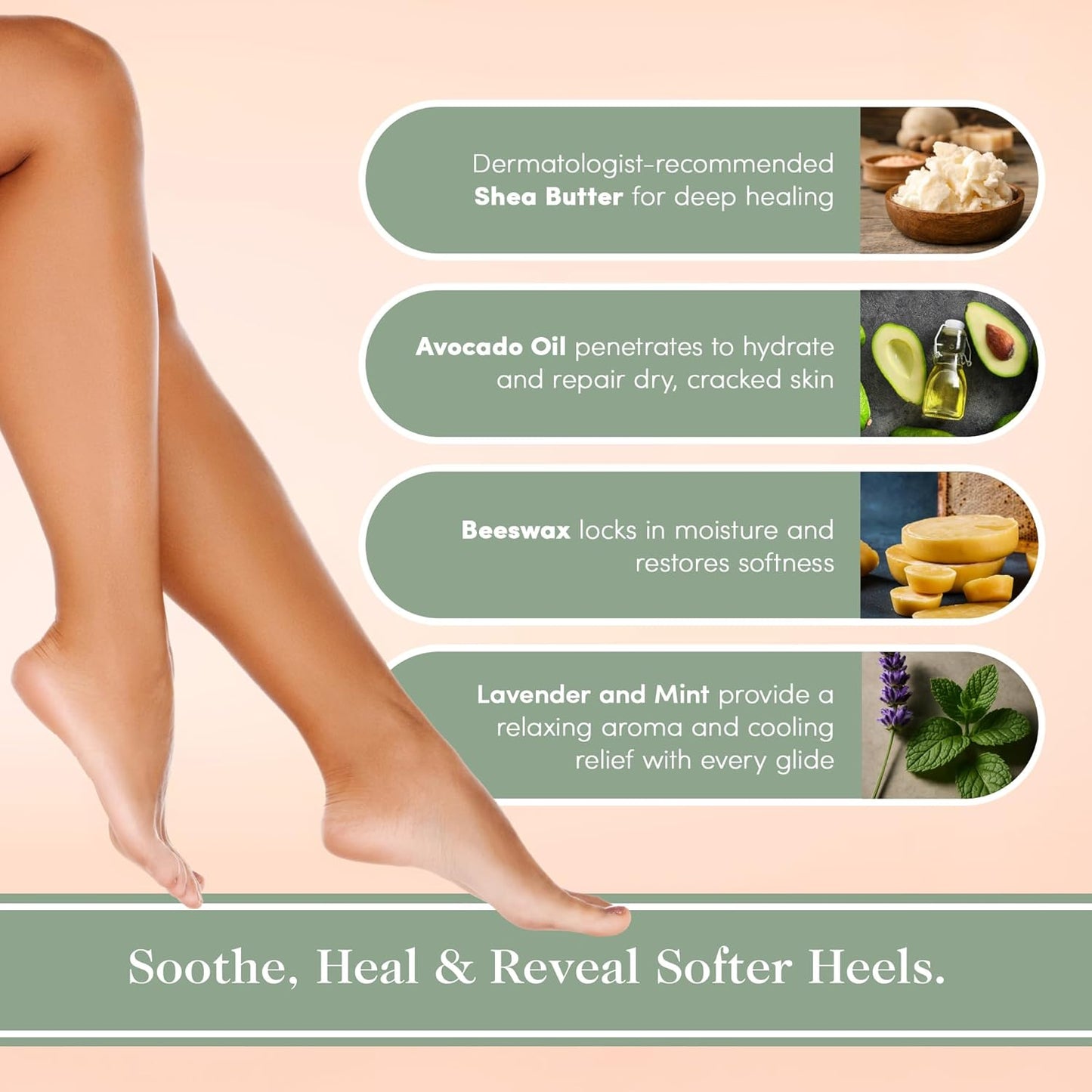 Victoria's Lavender Heel Balm Stick - Ultra-Rich Foot Therapy for Dry, Cracked Feet - Lavender Mint 2.5oz