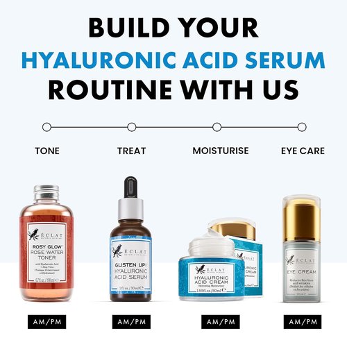 Eclat Skincare Hyaluronic Acid Serum - Hydrating Formula with 2.5% Acid & 3% B5 - 1 Fl Oz for Radiant Skin