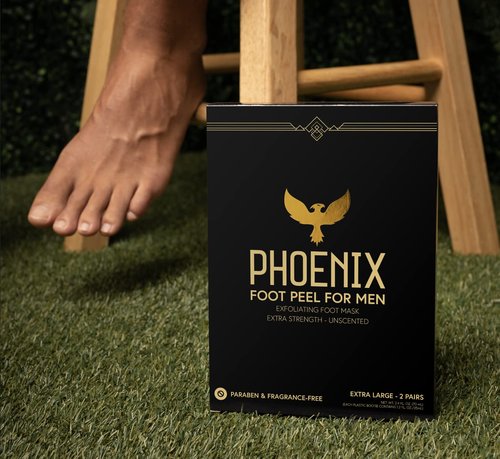 (Pack of 2) Phoenix Foot Peel for Men - Extra Large - Extra Strength - Exfoliating Dry Feet Treatment - Callus Remover - Unscented - Paraben and Fragrance Free