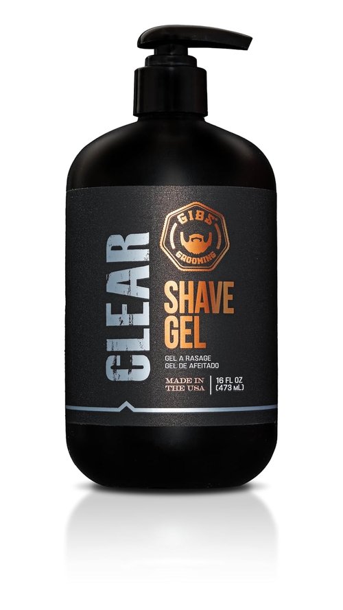 GIBS Grooming Clear Shave Gel - 16oz Moisturizing Formula with Shea Butter, Aloe & Oat Oil