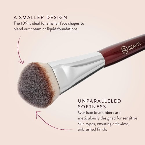 BK Beauty Brushes - 109 Mini Contoured Foundation Brush - Ideal for Liquid & Cream Foundations | Versatile for Bronzer, Blush & Highlighter