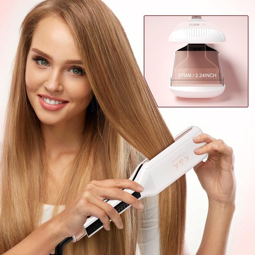 K&K 2.25 Inch Flat Iron Hair Straightener - Professional Extra Wide Ceramic Tourmaline Plates for Thick Hair