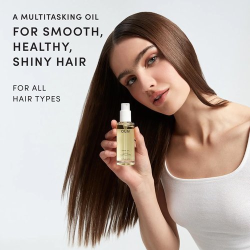OUAI Hair Oil - Travel Size Heat Protectant for Frizz Control | Adds Shine & Smooths Split Ends - 0.45 oz