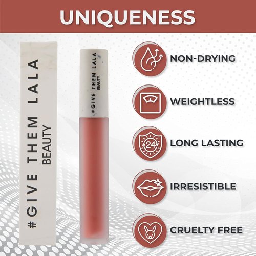 GIVE THEM LALA Matte Lipstick - Lightweight Cushion Cream Lipstick in Nude - Long Lasting & Cruelty Free