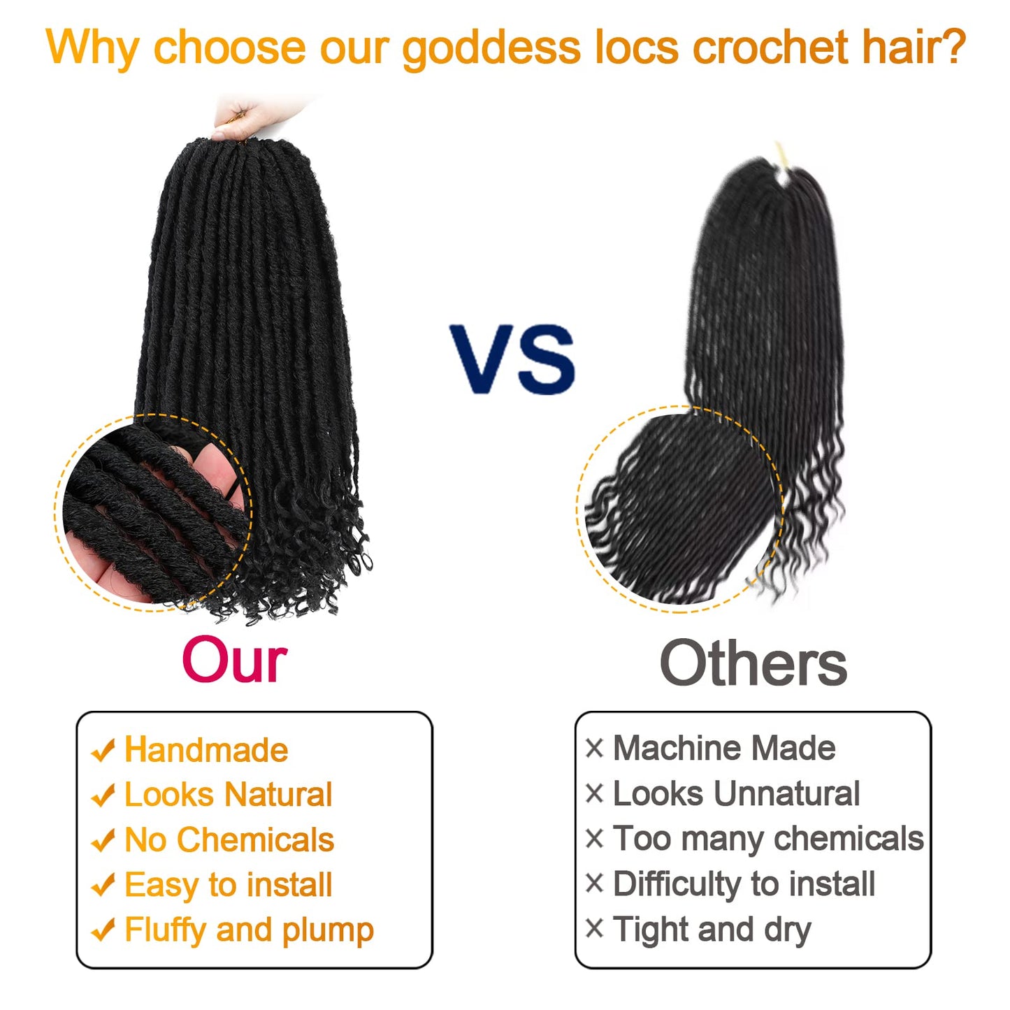 Goddess Locs Crochet Hair 6 Packs 18 Inch Straight Faux Locs Crochet Hair for Black Women, Crochet Pre-Looped Curly Hair Soft Faux Locs Synthetic Braiding Hair Extensions (18 Inch, 6 Packs, 1B#)