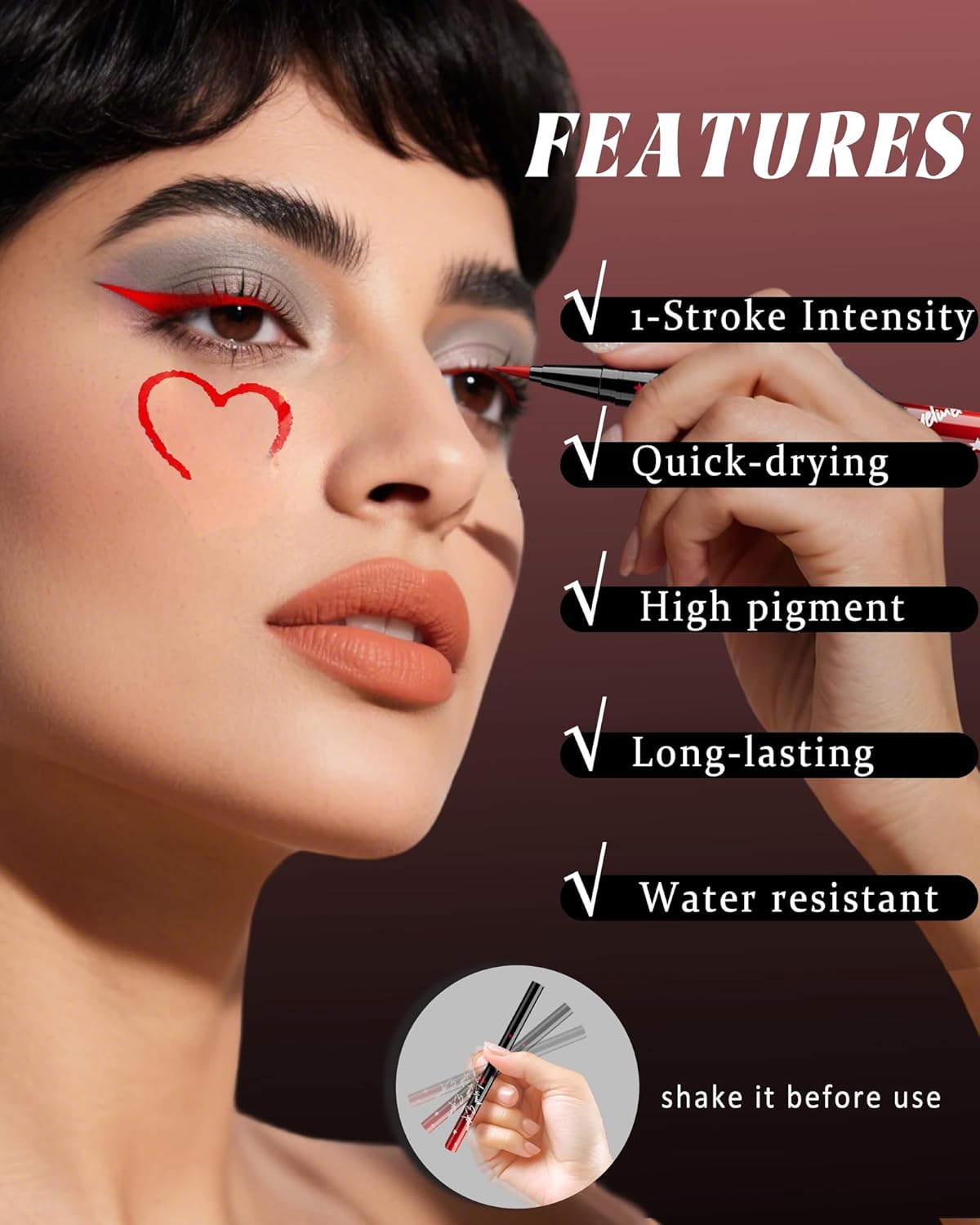 Skiennix Colored Liquid Eyeliner Pen Set - Waterproof Matte Eye Liner | 6 High Pigmented Shades